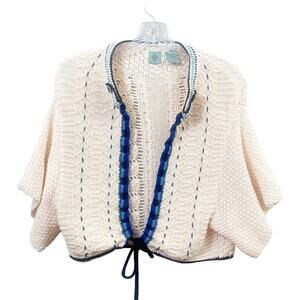 Anthropologie HWR Knitted Kimono Cream Sweater Shrug